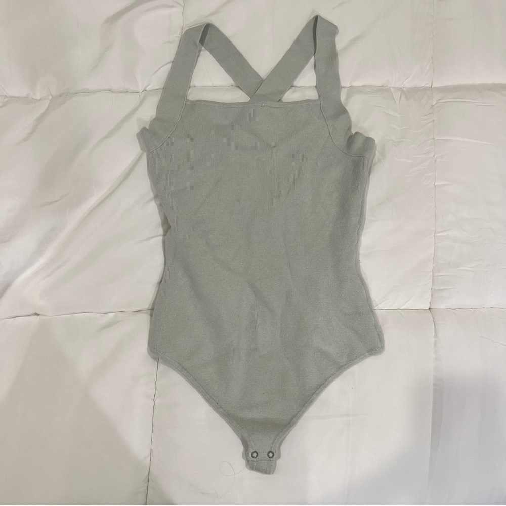 Abercrombie light sage green bodysuit with cross back detail